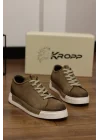 Clay Hakiki Nubuk Deri Bej Sneaker
