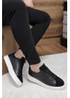 Hakiki Deri Siyah Süet ve Cilt Eva Taban Sneaker