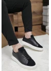 Hakiki Deri Siyah Süet ve Cilt Eva Taban Sneaker