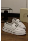 Mono Beyaz Hakiki Deri Eva Taban Loafer