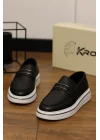 Mono Siyah Hakiki Deri Eva Taban Loafer