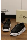 Mono Siyah Hakiki Rugan Deri Eva Taban Loafer