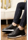 Nova Hakiki Deri Siyah İthal Taban Sneaker Ayakkabı
