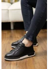 Nova Hakiki Deri Siyah İthal Taban Sneaker Ayakkabı