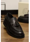 Parma Hakiki Deri Siyah Püsküllü Loafer