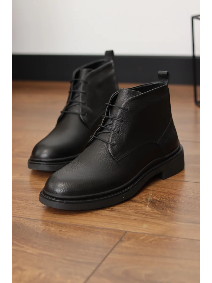 Grov Hakiki Deri Siyah Floter Casual Bot