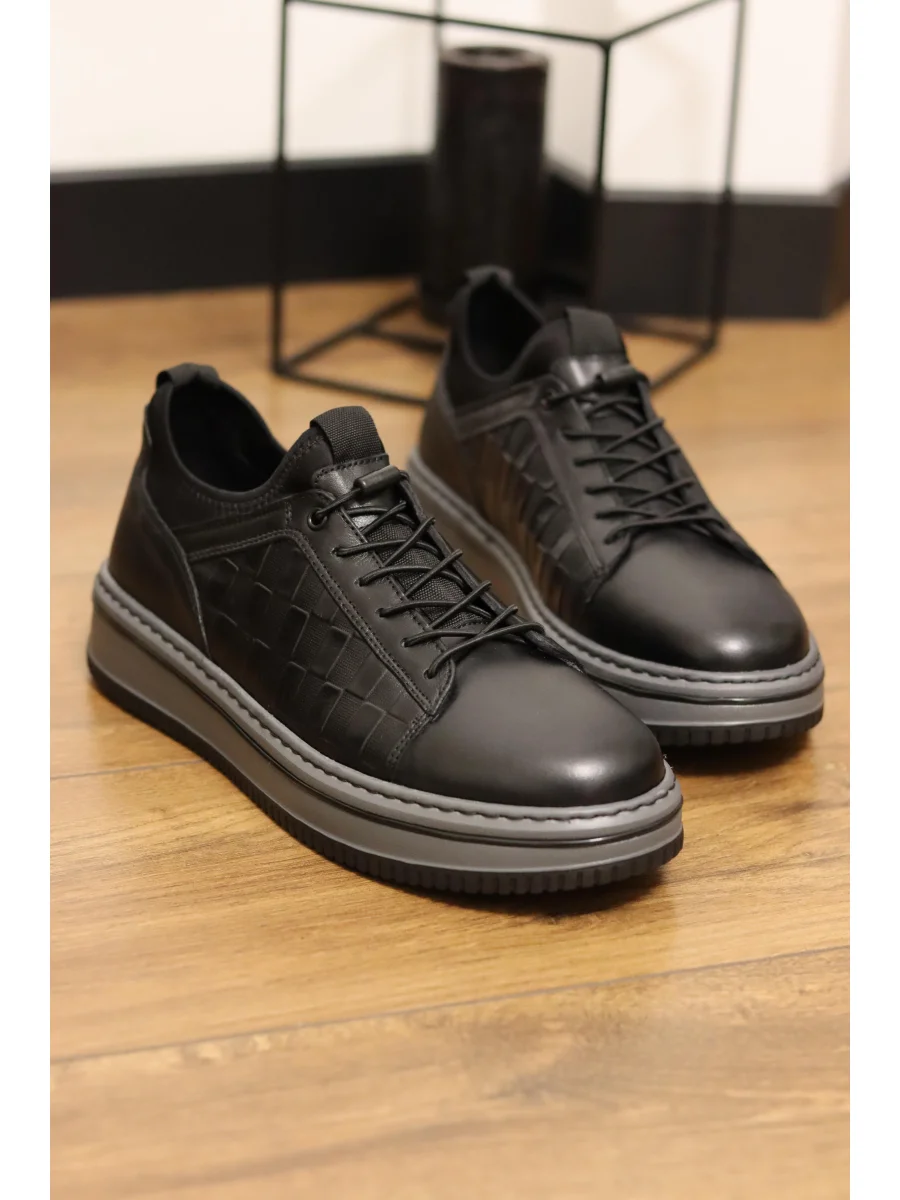 Liano Hakiki Deri Kroko Baskılı Eva Taban Sneaker Ayakkabı