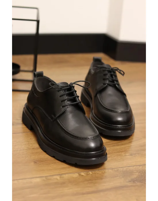 Corvani Hakiki Deri Siyah Klasik Ayakkabı