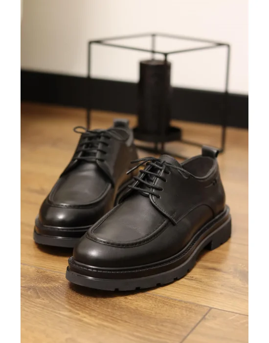 Corvani Hakiki Deri Siyah Klasik Ayakkabı