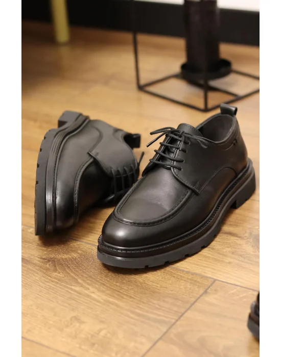 Corvani Hakiki Deri Siyah Klasik Ayakkabı