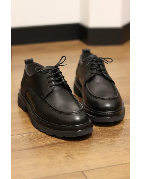 Corvani Hakiki Deri Siyah Klasik Ayakkabı