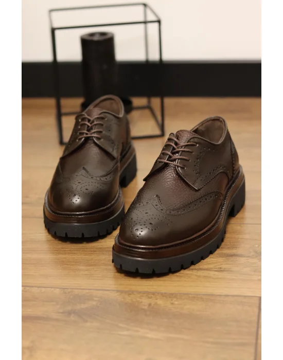 Flotera Hakiki Deri Kahverengi Klasik Oxford Ayakkabı