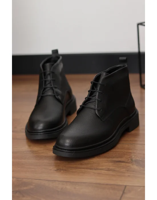 Grov Hakiki Deri Siyah Floter Casual Bot