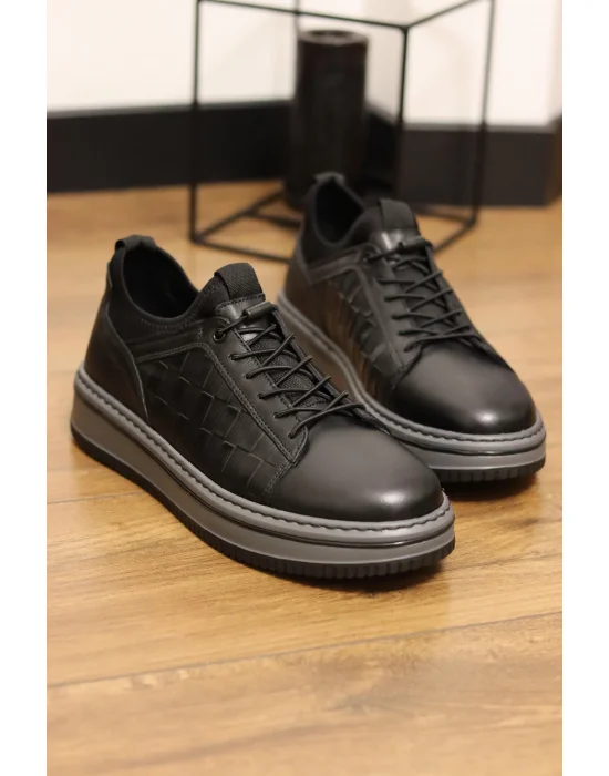 Liano Hakiki Deri Kroko Baskılı Eva Taban Sneaker Ayakkabı