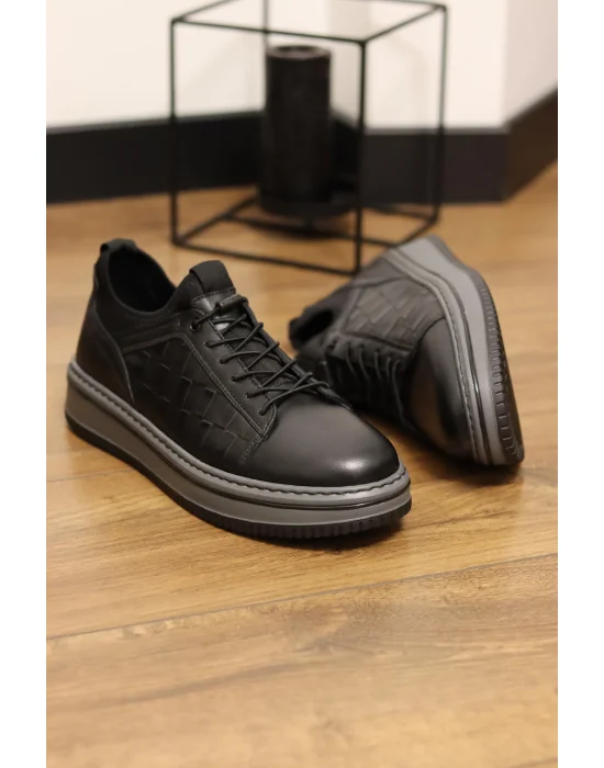 Liano Hakiki Deri Kroko Baskılı Eva Taban Sneaker Ayakkabı