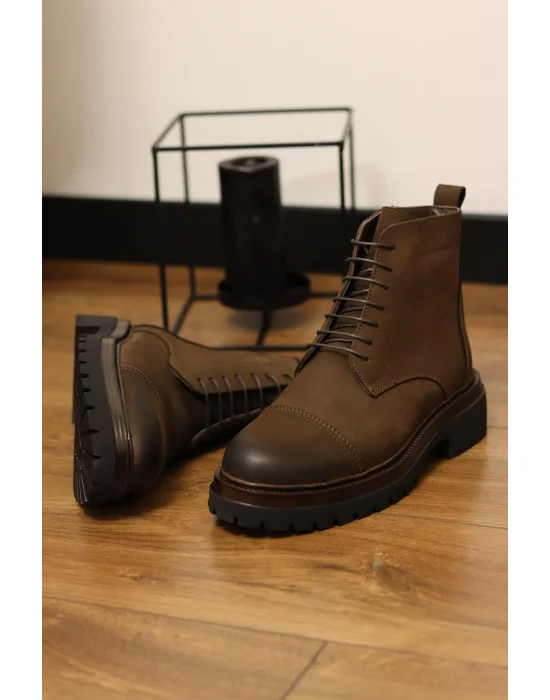 Nord Hakiki Nubuk Deri Kahve Fermuarlı Bot