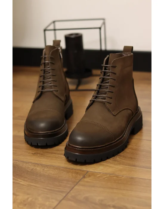 Nord Hakiki Nubuk Deri Kahve Fermuarlı Bot