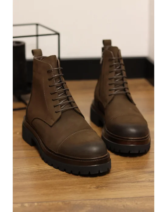 Nord Hakiki Nubuk Deri Kahve Fermuarlı Bot