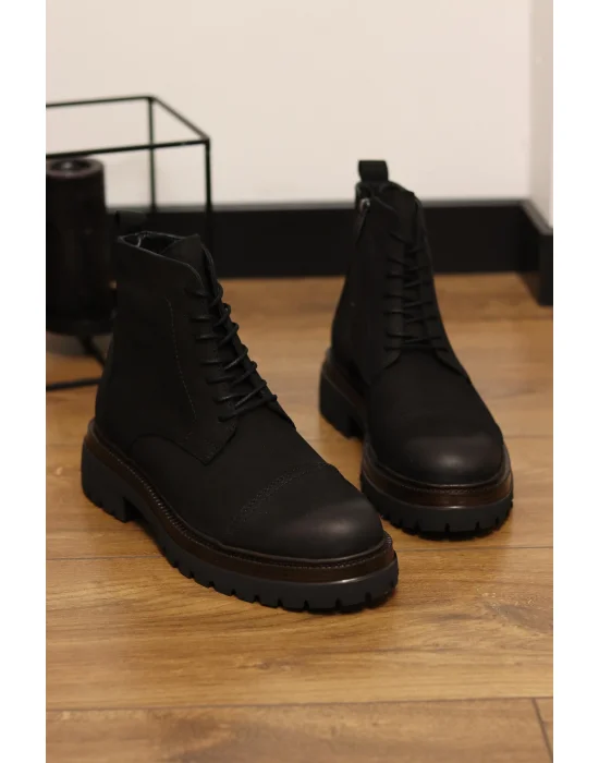 Nord Hakiki Nubuk Deri Siyah Fermuarlı Bot