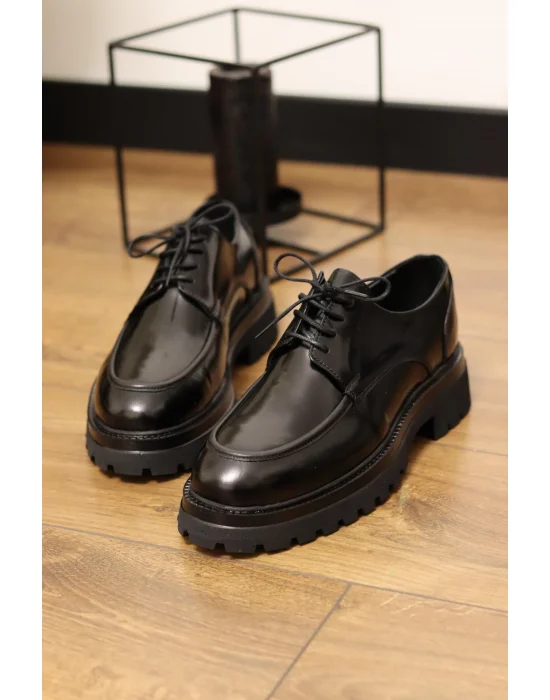 Salvo Hakiki Açma Deri Siyah Klasik Ayakkabı