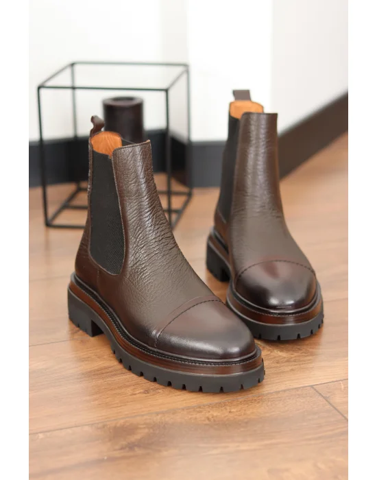 Vorn Acı Kahve Hakiki Deri Arizona Chelsea Bot