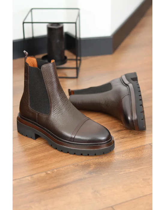 Vorn Acı Kahve Hakiki Deri Arizona Chelsea Bot