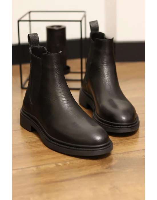 Zent Hakiki Arizona Deri Siyah Günlük Chelsea Bot