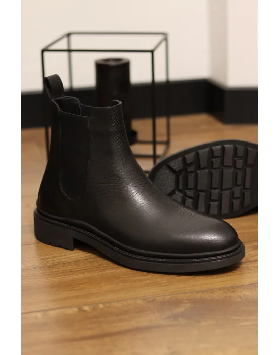 Zent Hakiki Arizona Deri Siyah Günlük Chelsea Bot