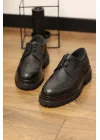 Flotera Hakiki Deri Siyah Klasik Oxford Ayakkabı