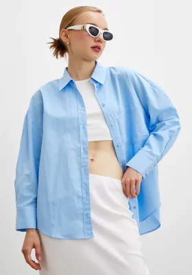 Regular Fit Poplin Shirt Light Blue