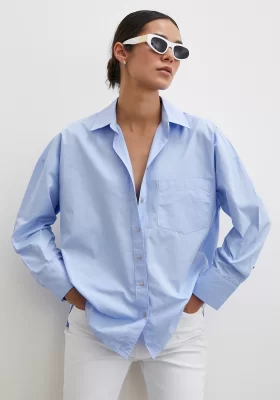 Single Pocket Oversized Shirt Blue