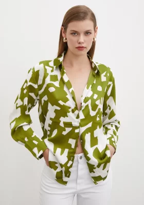 Geometric Pattern Shirt Green