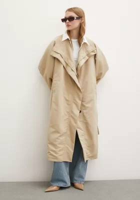 Beige Trench Coat with Pockets