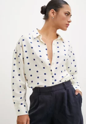 Polka Dot Oversize Shirt Navy