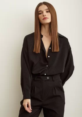 Viscose Satin Shirt Black