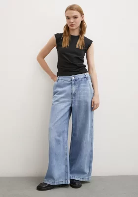 High Waist Wide Leg Jeans Ice Blue