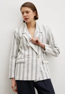 Striped Blazer Jacket Ecru