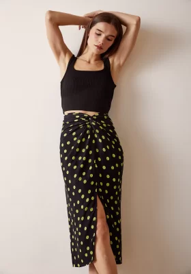 Printed Wrap Skirt Yellow