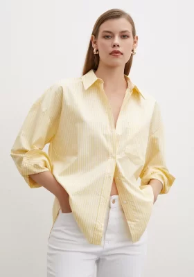 Double Striped Poplin Shirt Yellow