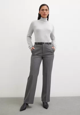 Pipe Leg Classic Trousers Gray