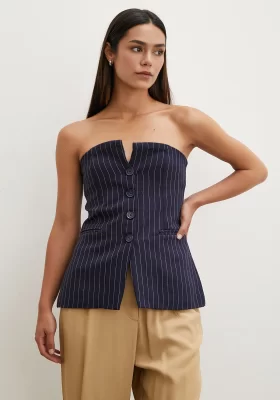 Striped Strapless Vest Navy