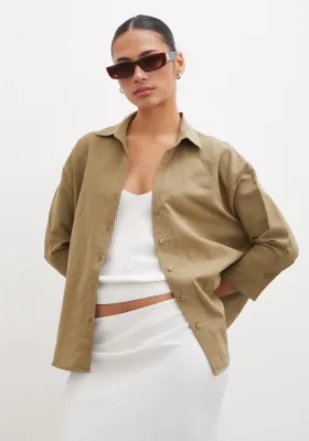 Slit Poor Arm Shirt Khaki