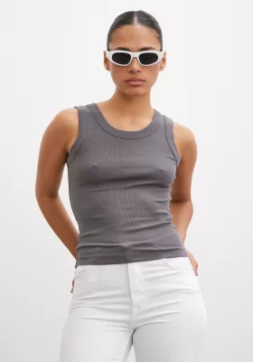 Wide Strap Tank Top Grey