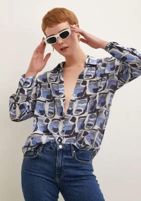 Van Gogh Patterned Shirt Navy