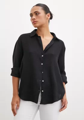 Krinkıl V Neck Shirt Black