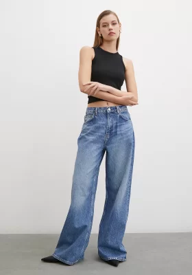 High Rise Wide Leg Jeans Blue