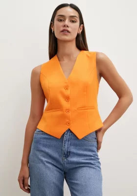 Buttoned Vest Orange