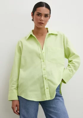 Regular Fit Poplin Shirt Green