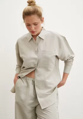 Pocket Oversized Shirt Khaki