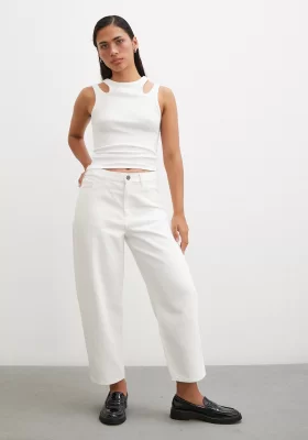 High Waist Mom Jeans Weiß